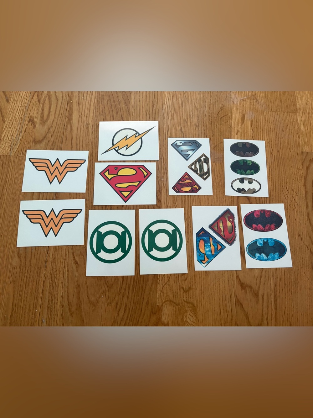 DC comics temporary tattoos Batman Superman 10 Wonder Woman green lantern